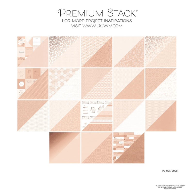DCWV Printed Cardstock Paper 12x12, 36 Sheets of Scrapbook Paper for Crafts and Card Making, Double Sided Heavy Duty Cardstock with Foil Accents - Rose Quartz - Image 2